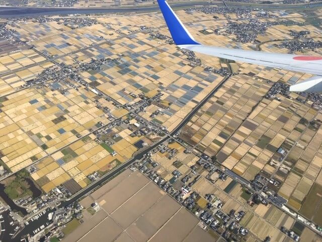 京都出張　機内からの景色　熊本市中央区　着物専門店　わのくに